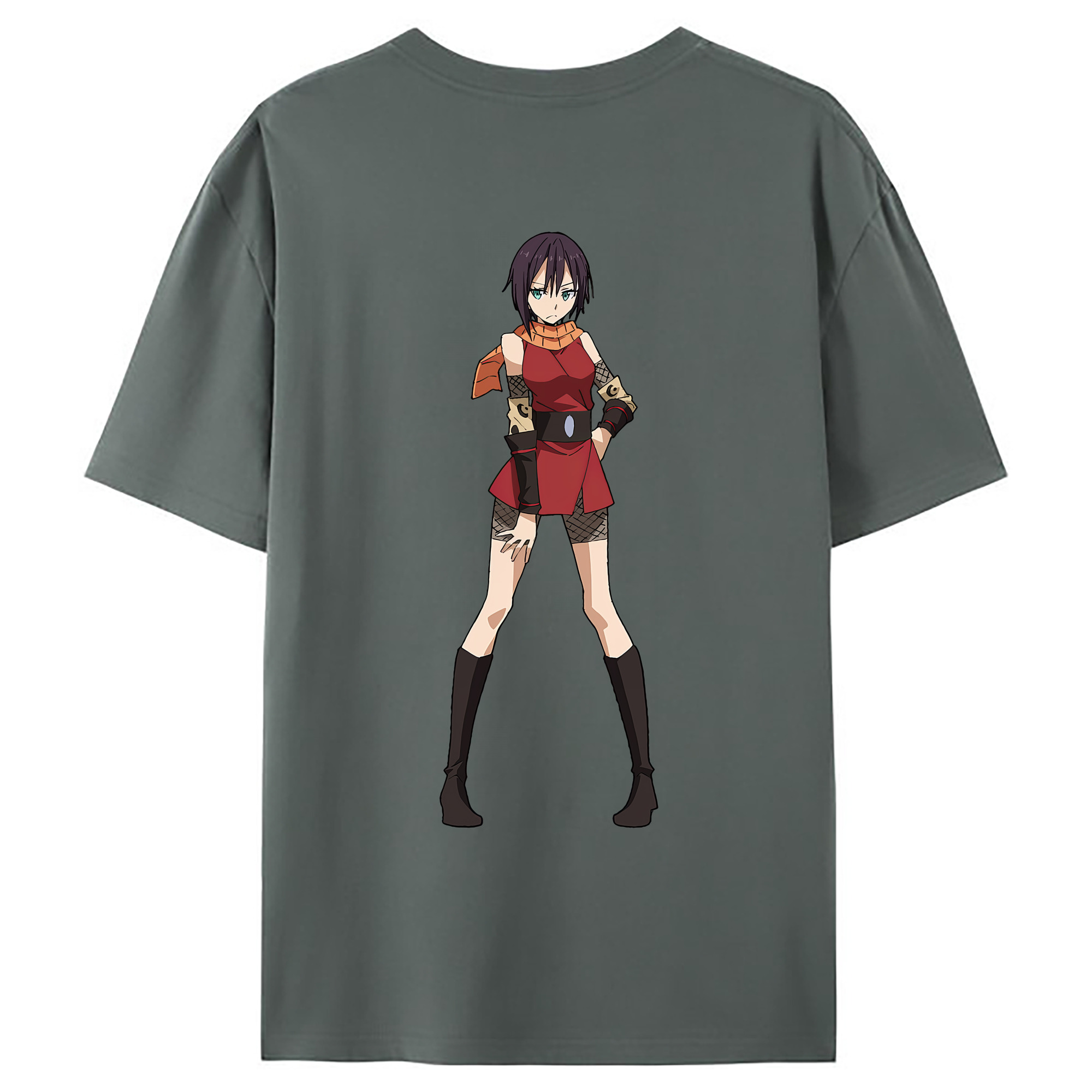 （画像用） 転スラ Regarding Reincarnated to Slime 綿100％ メンズ半袖Tシャツ（バックプリント） 通気性